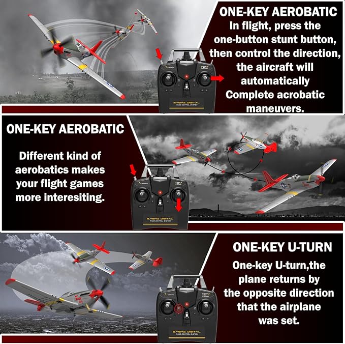 LEAMBE 4 Channel RC Plane Ready to Fly Aerobatic Aircraft Easy Control for Beginners P51 Mustang RC Airplane Best Gift for Adults