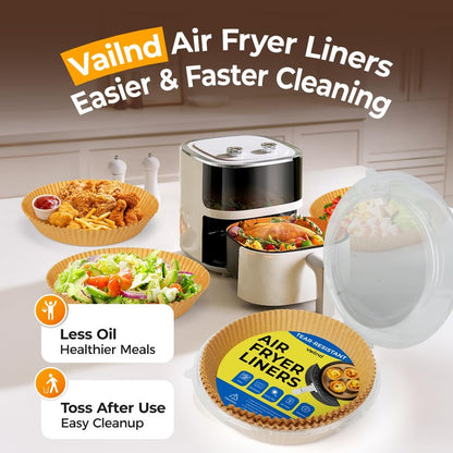 1000 Pcs Air Fryer Paper Liners, 8" Round Air Fryer Liners Disposable, Heavy-Duty Parchment Paper for 5-8 qt Airfryer Basket, Non-Stick & Grease-Proof Baking Liner for Oven Pan
