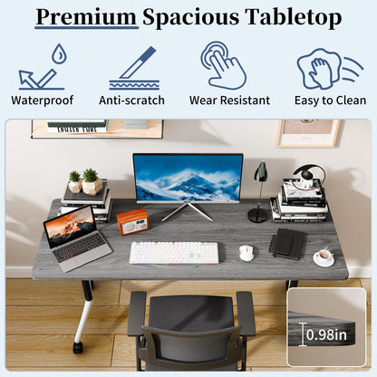 Modular Folding Conference Table with Wheels,8 Pack Mobile Conference Room Tables,Filp Top Rolling Meeting Training Tables for Office,Classroom,Library,Seminar,Boardroom,school(8pack,Grey,47in)