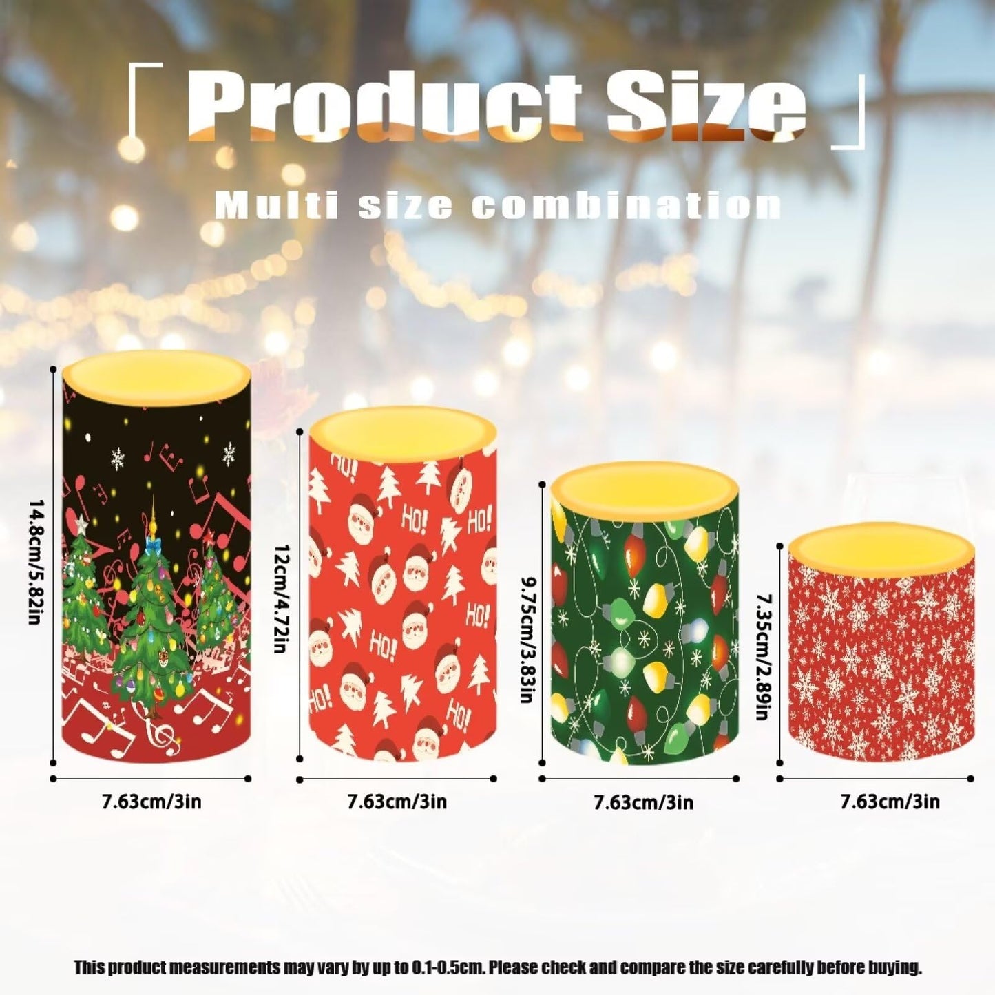 NETILGEN Merry Christmas Decor Flameless Electric LED Pillar Candles with Remote Timer Control Color Changing Long Lasting Tealights Candles Set of 4