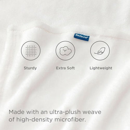 Bedsure GentleSoft Fleece Bed Blanket - Cozy Plush Microfiber Full Size White, 84x90 Inches