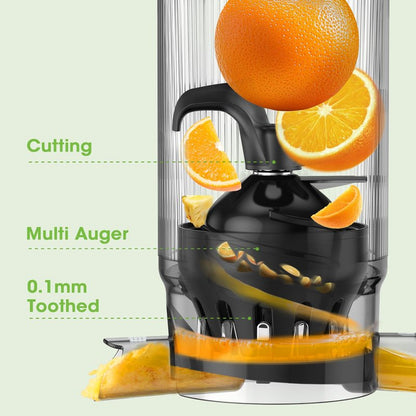 SMALLHOO Juicer Machines, 5.3" Wide Feed Chute Cold Press Juicer for Whole Vegetables & Fruits, High Juice Yield, BPA Free (Slivery)