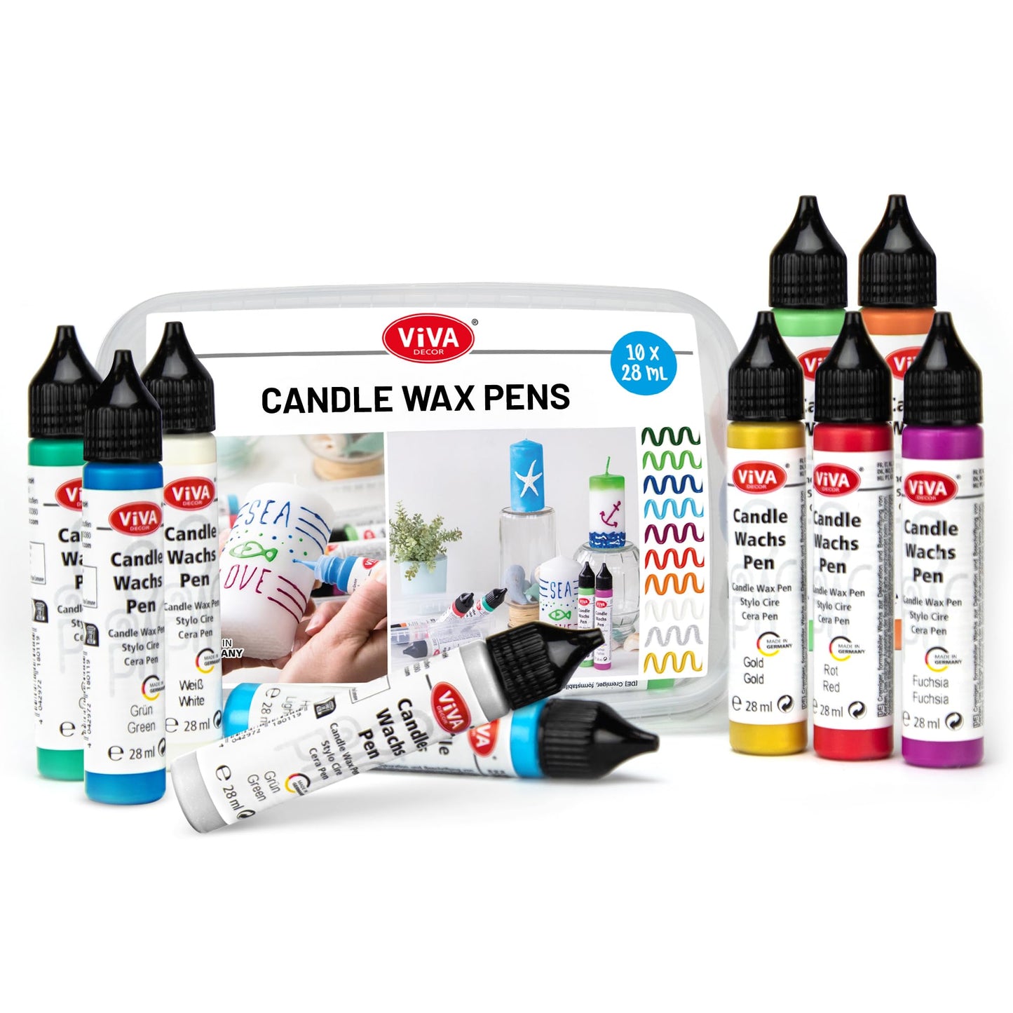 Viva Decor 10-Piece Wax Pen Set Underwater World - Brilliant Candle Painting for Creative Decorations and DIY Projects