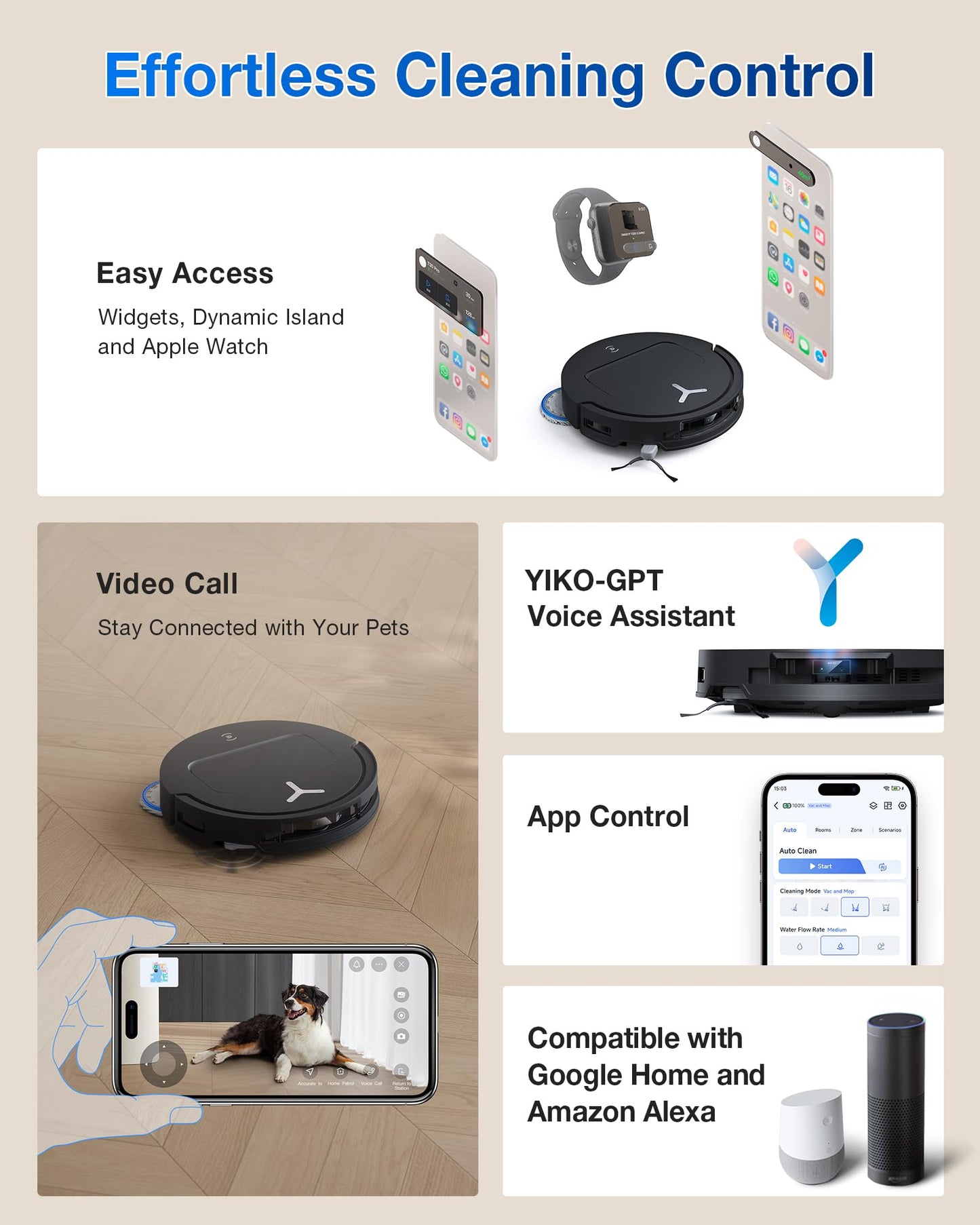 ECOVACS DEEBOT T50 Omni Robot Vacuum & Mop, 15,000Pa Suction, 3.19" Ultra-Slim, ZeroTangle 2.0, TruEdge Cleaning, AIVI 3D Navigation, Self-Emptying & Auto Mop Wash/Dry