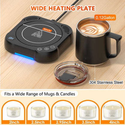 Coffee Mug Warmer & Cup Set - Desk Coffee Cup Warmer for Office/Home with 8-Temp Fast Heating (176℉ Max), Auto Shut Off, Gravity-Induction, 1-12H Timer - Ideal Gift for Coffee Lovers