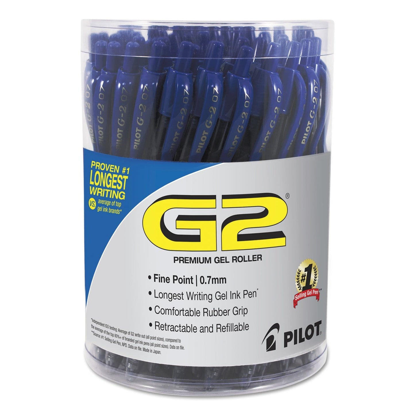 Pilot G2 Premium Gel Pen Convenience Pack, Retractable, Fine 0.7 Mm, Blue Ink, Blue Barrel, 36/pack