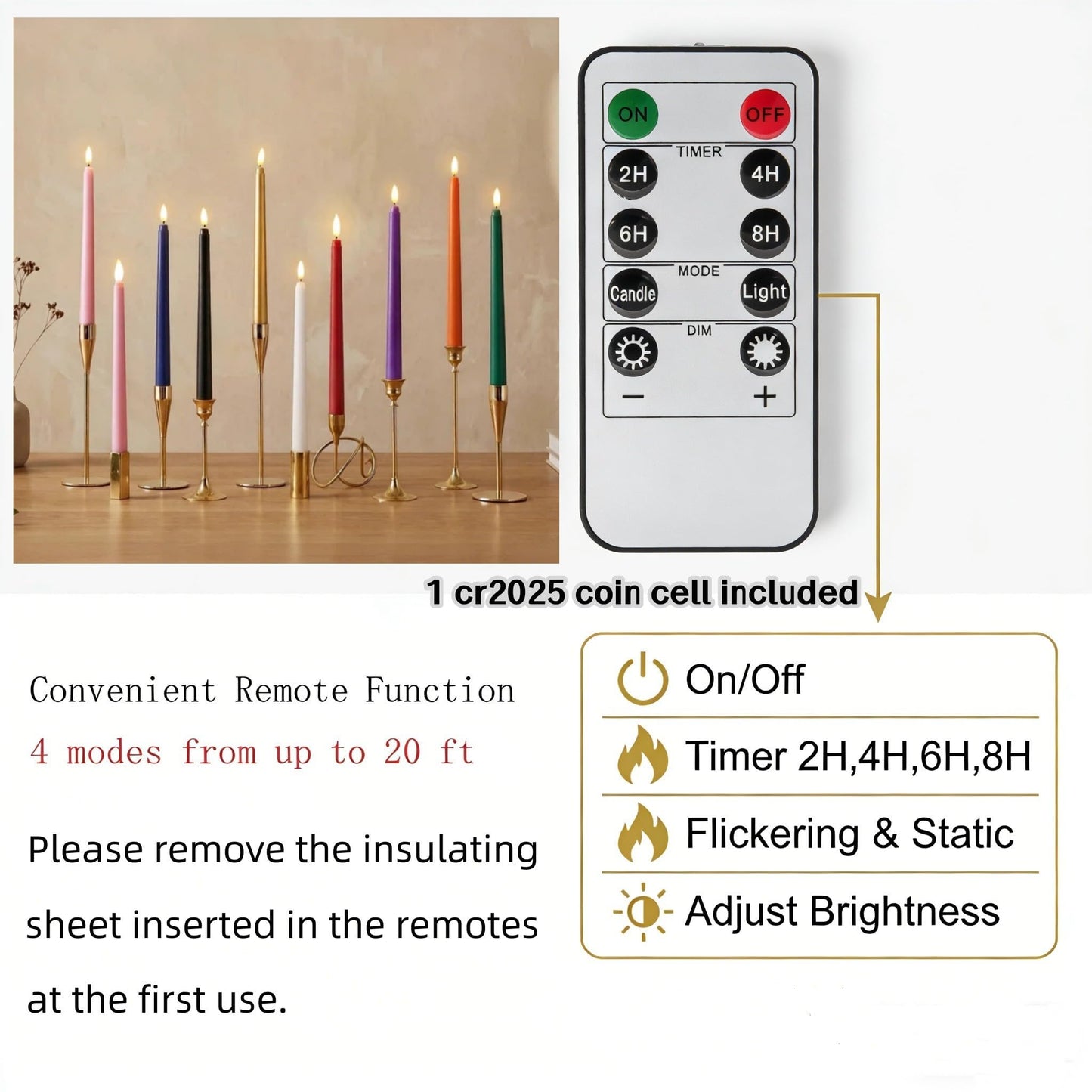 Ni-JASW Navy Blue Flameless Taper Candles with Remote Timer, Flickering Battery Operated LED Candlesticks Home Decor Set of 12