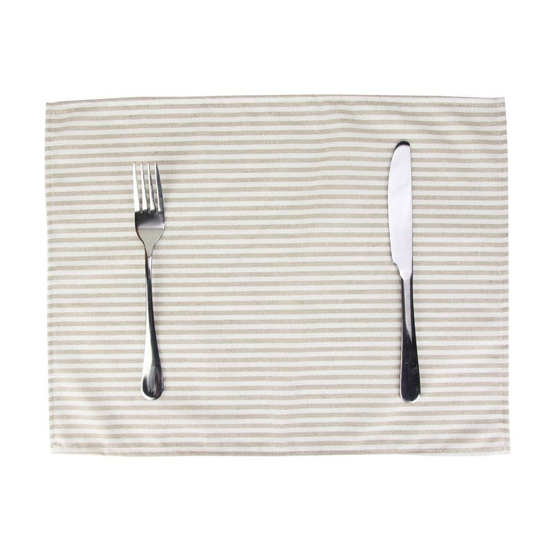 INFEI Plain Striped Cotton Linen Blended Dinner Cloth Napkins - Set of 12 (40 x 30 cm) - for Events & Home Use (Beige)