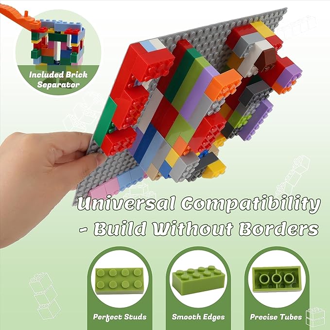 High-brick Small Building Blocks500 Pieces with 2 Baseplates (7.5 × 7.5)  Bricks for Kids Creative Construction  Compatible with Major Sets 16 colors