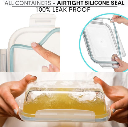 Razab 30 Oz Glass Meal Prep Containers - 16 Pc Set | Airtight, Leak-Proof, BPA-Free, Oven & Dishwasher Safe