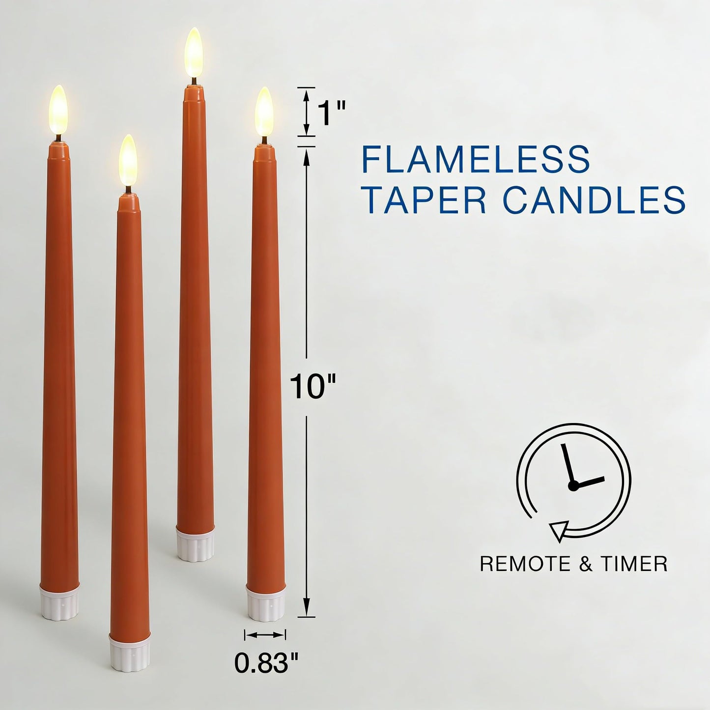 Ni-JASW Orange Flameless Taper Candles with Remote, Flickering LED Candlesticks Battery Operated Spring Home Decor Candle Set of 12