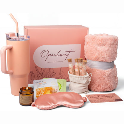 Opulent Luxury Self Care Gifts for Women - Hug in a Box Comfort Care Package - Spa Gift Set with 40 oz Tumbler & Cozy Blanket - Ideal for Get Well, Thinking of You, Birthday, Sympathy & Corporate