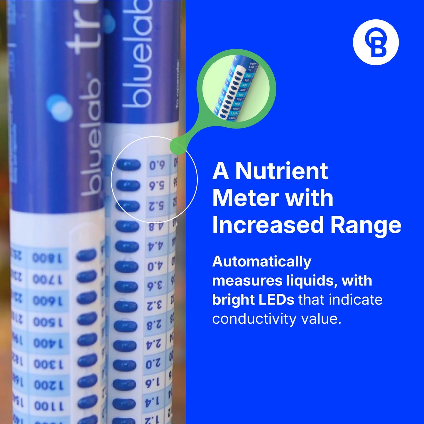 Bluelab TRUNCOMV2 Commercial Truncheon Nutrient Meter with Increased Measurement Range, Digital Conductivity (TDS, EC, ppm 500, ppm 700, CF) Tester in Water, Tool for Hydroponic System and Plant Grow