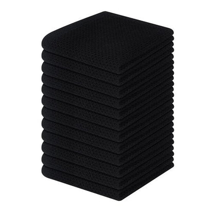 Homaxy 100% Cotton Waffle Weave Kitchen Dish Cloths, Ultra Soft Absorbent Quick Drying Dish Towels, 12 x 12 Inches, 12-Pack, Black