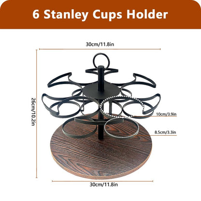Tumbler Organizer,Ctancifang Rotating Stanley Cup Holder for Cabinet Fits 6 Bottles (40/30 oz), Stanley Organizer with Portable Handle for Kitchen, Camping, Parties,Easy to Grab Cup,Easy to Carry