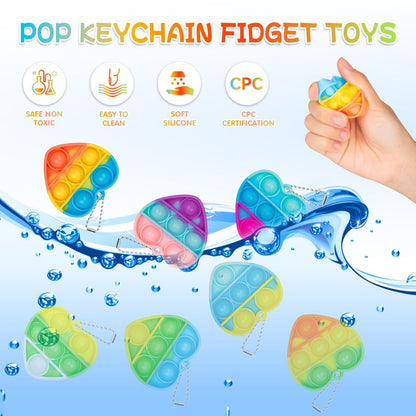 Pop Fidget Toys Bulk Its Valentines Day Gifts for Kids 30 Pack Valentines for Kids Classroom Valentines Day Party Favors Mini Heart Pop Fidget Keychain It Bulk Toys Valentine Goodie Bags Boys Girls