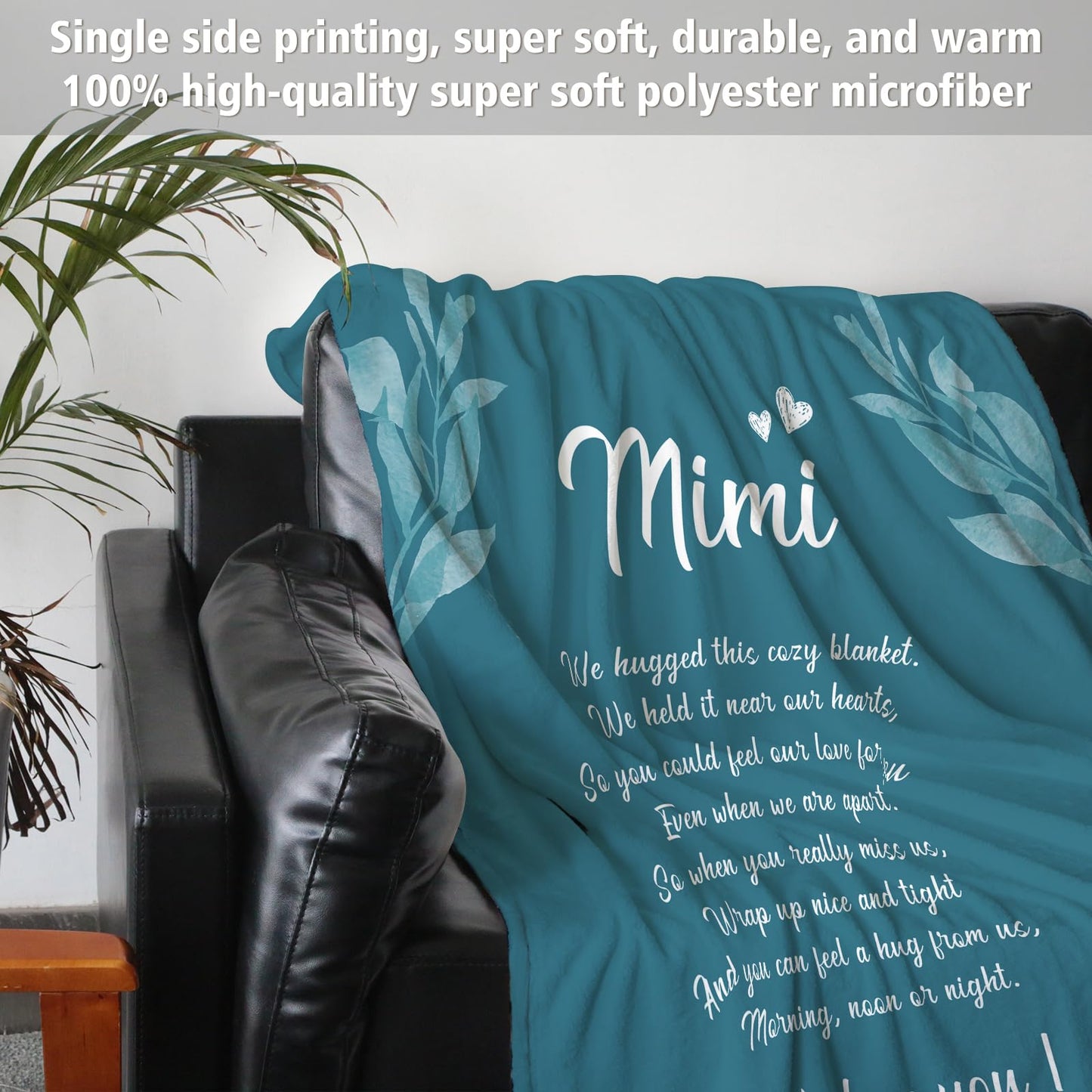 Afterprints Mimi Gifts Blanket, Mothers Day, Birthday Gifts for Mimi, Mimi Gifts for Grandma, Soft Flannel Throw Blankets 50" x 60"