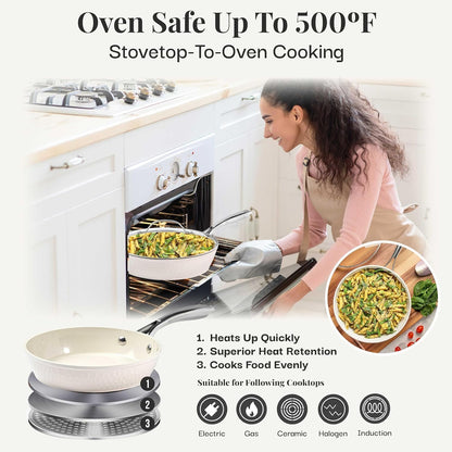 GOTHAM STEEL HAMMERED 14 Inch Non Stick Frying Pans with Lid, Extra Large Frying Pans Nonstick Cooks Family Sized Meals, Non Toxic PFOA Free, Induction Ready, Oven and Dishwasher Safe