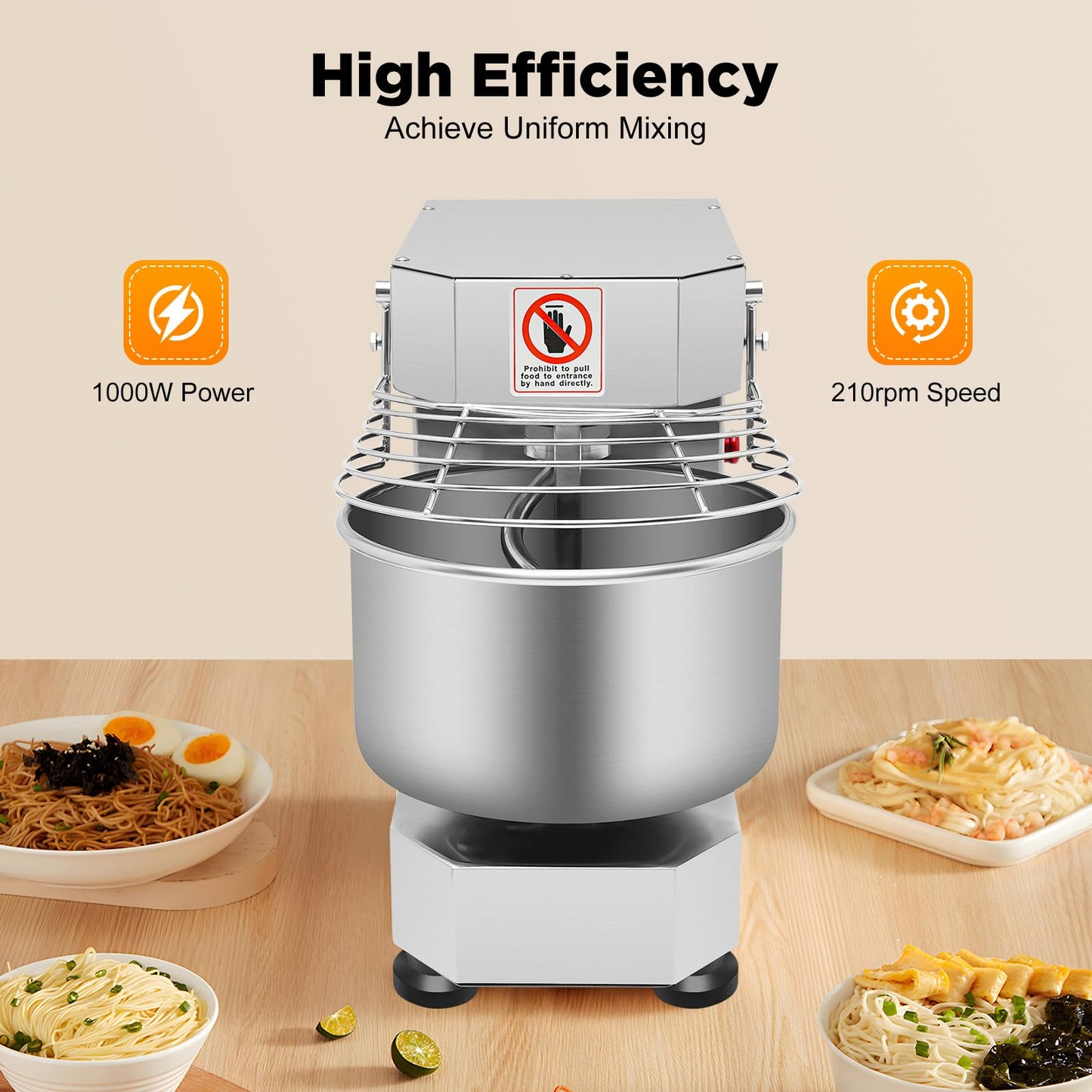 Dough Kneading Machine, 750w 110v Commercial Food Mixer Stirring Jams Dough Blender Dual Rotating Dough Kneading Machine with Large Bucke for Kneading Dough Mixing Salads Stirring Jams