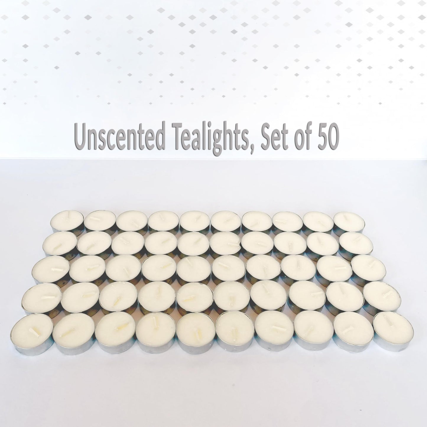 Soy Blend Tea Light Candles, 50-Pack, Unscented Soy Tealights in Aluminum Cups, 4-Hour Long-Burning, Smoke-Free Cotton Wicks