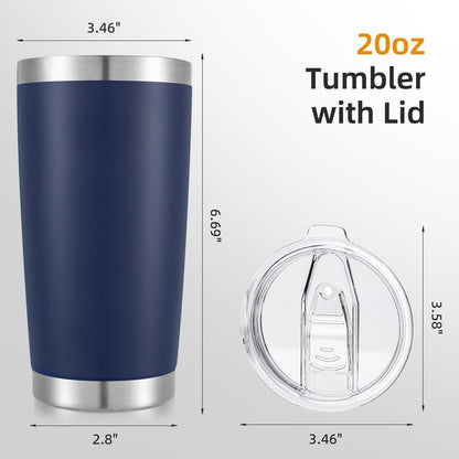 HZJSTSWQ 20 oz Tumbler with Lid Stainless Steel Insulated Tumblers Double Wall Vacuum Coffee Mug Powder Coated Tumbler Cups for Cold and Hot Drinks, Navy, 1 pack