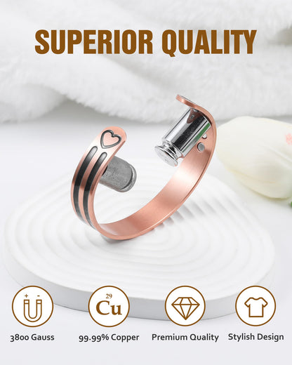 Jecanori Copper Magnetic Bracelets for Women, 99.99% Pure Copper Double Love Lines Bracelet
