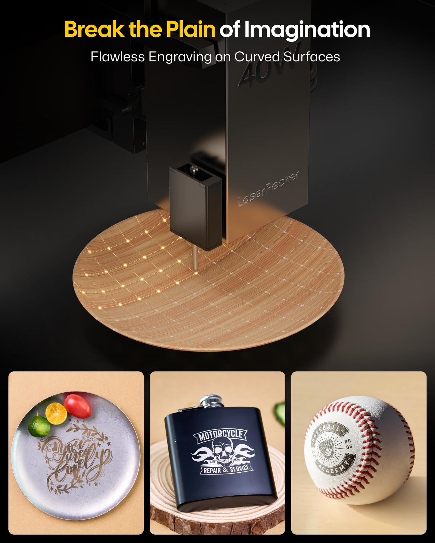 LaserPecker LX2 40W Laser Cutter Engraver, 19.7" x 12" Large Working Area 1000mm/s High-Speed Engraving, 12MP Camera for Metal Wood Acrylic Curved Surface/Batch Engraving for DIY SMB Customisation