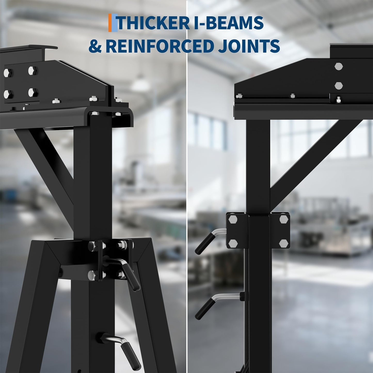 2 Ton Gantry Crane with Manual Trolley, Hook and Sling strap, 4400 LBS Steel I-Beam Hoist with 12 Adjustable Height Positions (97"–141"), Heavy Duty Shop Crane for Garage, Warehouse, Auto Repair & Con