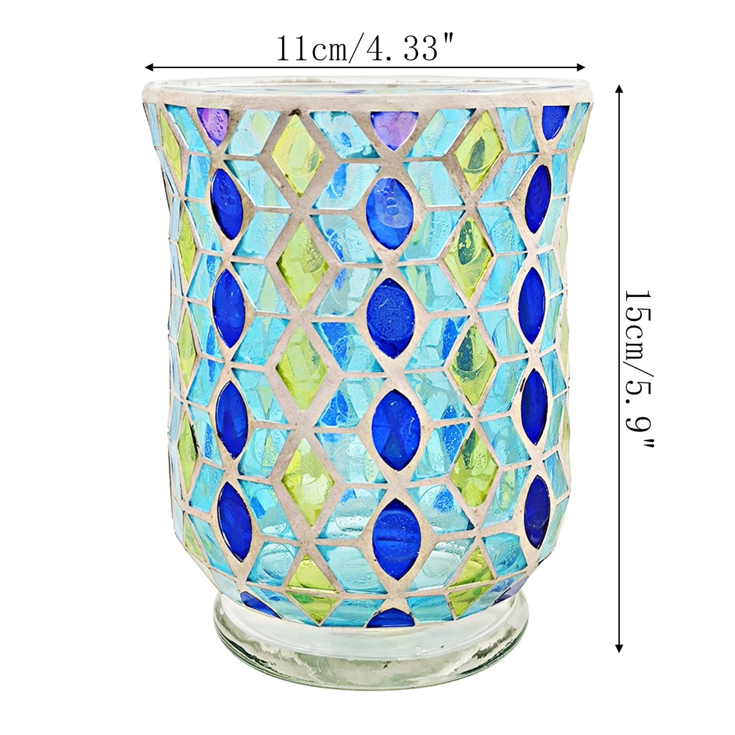 Glass Candlestick Romantic Mosaic Broken Candlelight Aromatherapy Candle Cup for Valentine's Day Christmas Thanksgiving Tables Center of Party Decorations(NO Candles)