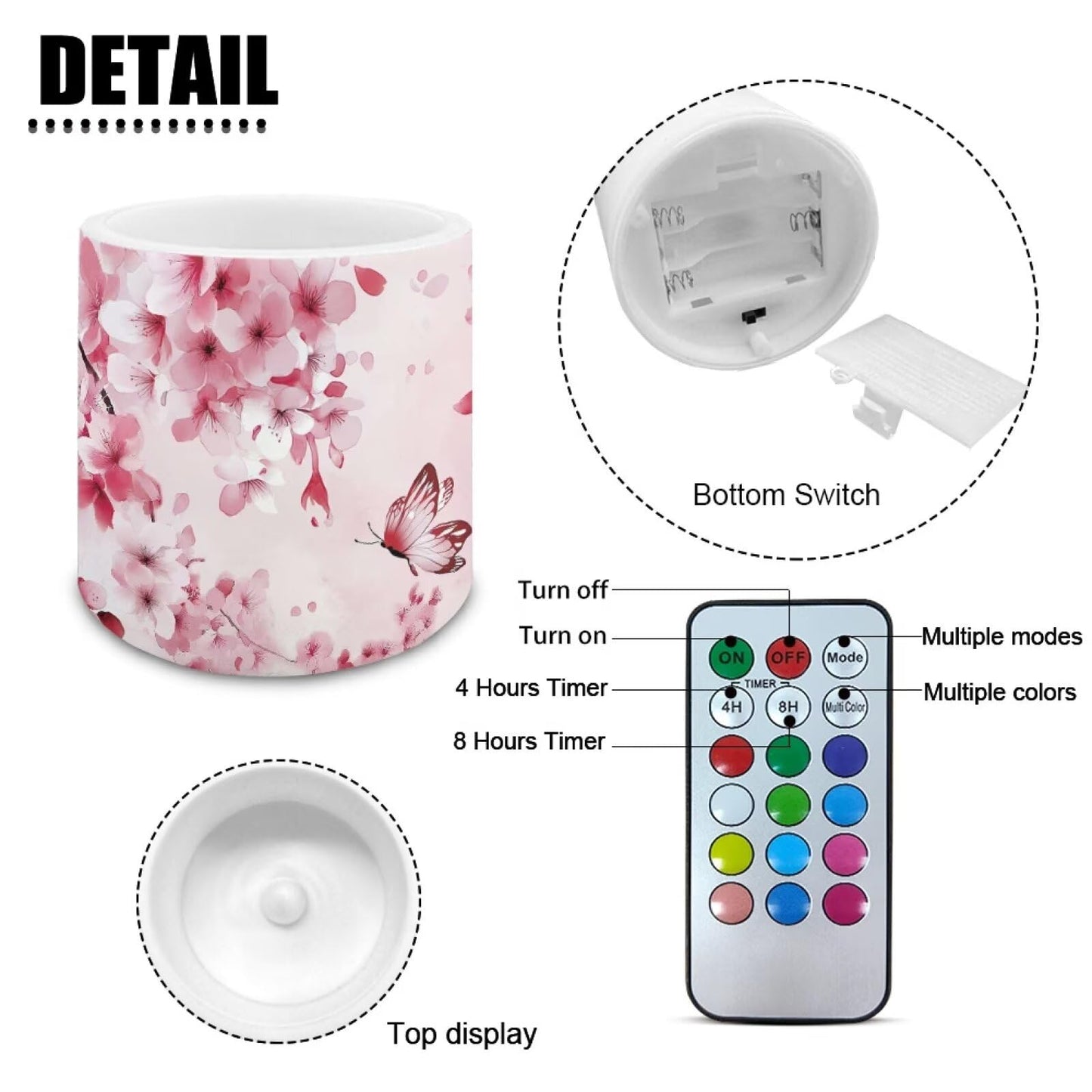 Cozeyat Pink Garden Flameless Candles 4 Pack Battery Operated with Remote Control Timer LED Pillar Candles Waterproof for Indoor Outdoor Garden Use