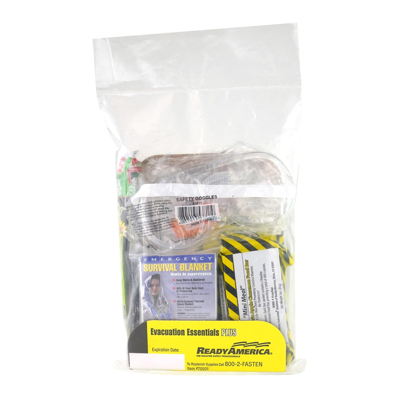 QuakeHOLD! Evacuation Essentials Plus Kit, Earthquake, Fire, Flood, Hurricane, Bug Out Bag, 5-Year Food, 5-Year Water, Emergency Preparedness Kit, Compact Survival Bag For Office, Home, Car, 1 Pack