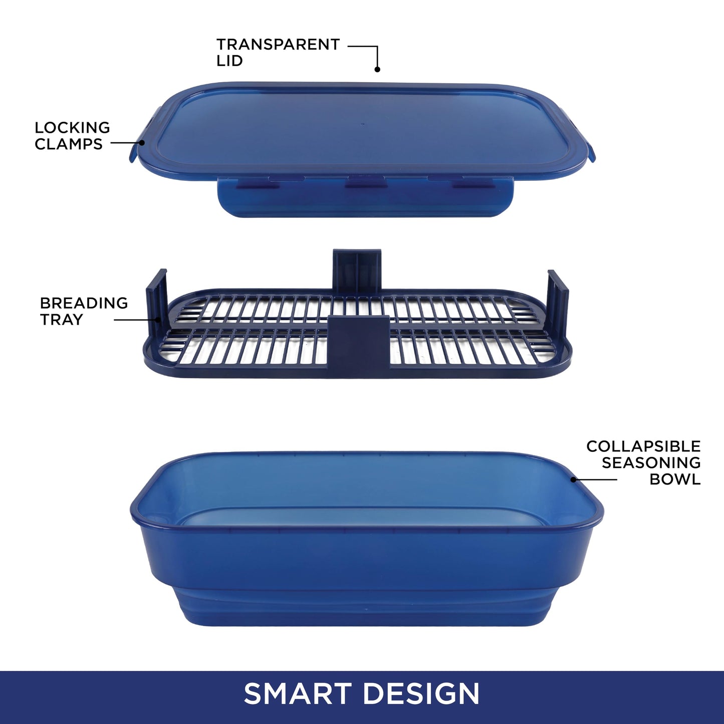 COOK WITH COLOR Collapsible Batter Bowl - Mess Free Breading Shaker Container - Great for Fried Fish, Fried Chicken, Onion Rings, Wings & More, Cream