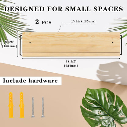 Mifoci 2 Pcs Wall Mounted Shoe Rack Organizer Wooden Modern Compact Wall Space Saving Shoe Holder Storage for Sneaker Footwear Slipper Boots Entryway Narrow Spaces Hallway(28.35'' Long)