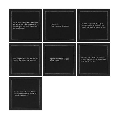 Five Star Funny 40th Birthday Quotes | Black Cotton Cocktail Napkins | 50 Luxury Disposable Beverage Napkins with Witty Bar Quotes | Drink Napkins for Parties, Bars, Weddings & Game Nights