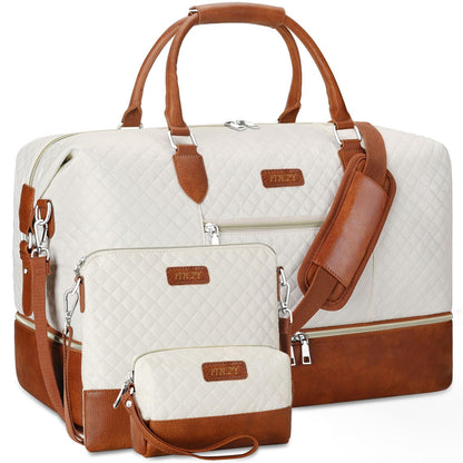Weekender Bag for Women, Travel Duffel Bag Carry On Overnight Bag with Shoe Compartment Large Nylon Travel Weekend Tote Bag