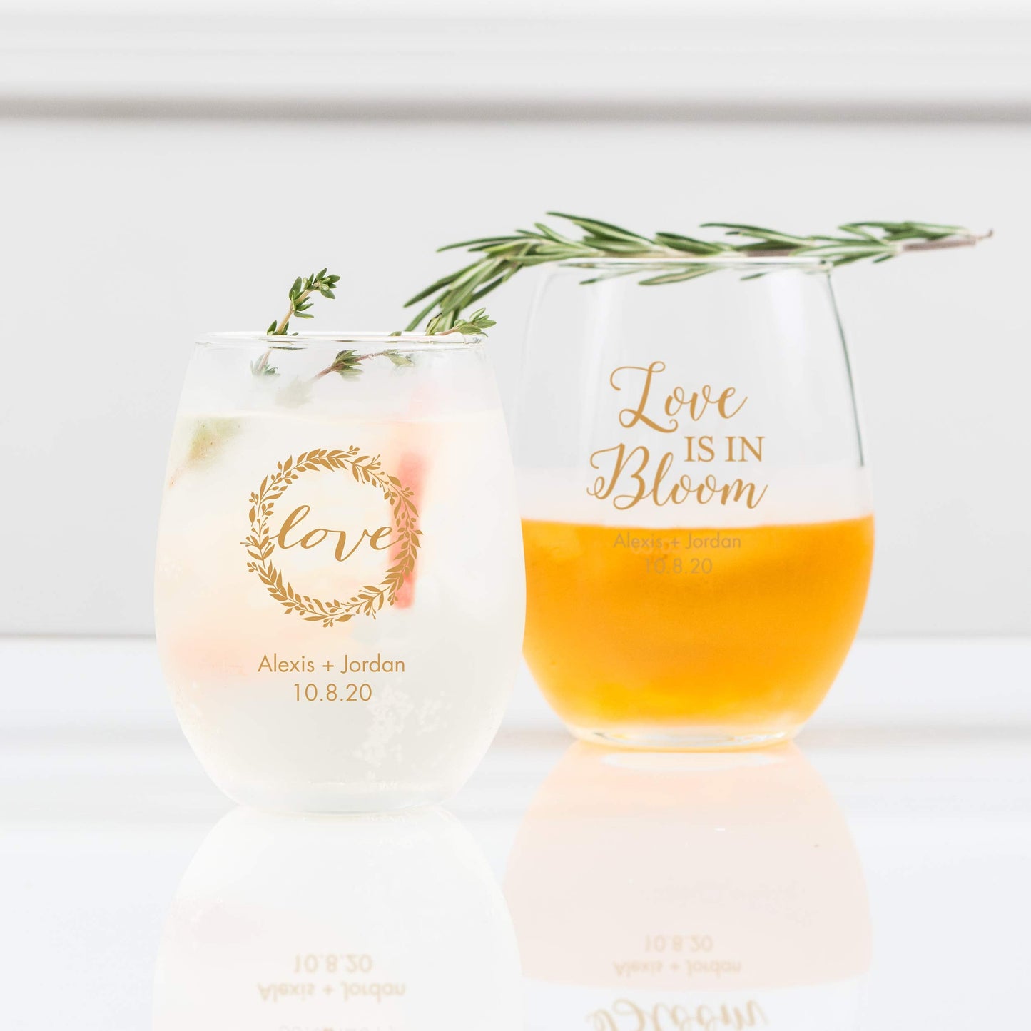 WEDDINGSTAR Personalized Small Stemless Wine Glass 9oz - 36 pack