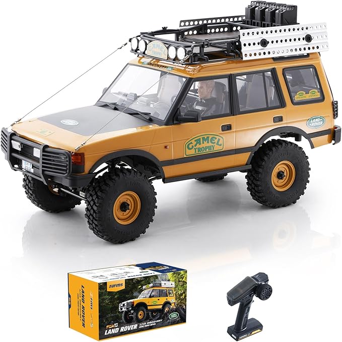 FMS 1/10 FCX10 Land Rover Camel Trophy Edition RC Crawler Hobby RC Rock Crawler with Lighting System 4-Link Suspension for Adults RS (Discovery)