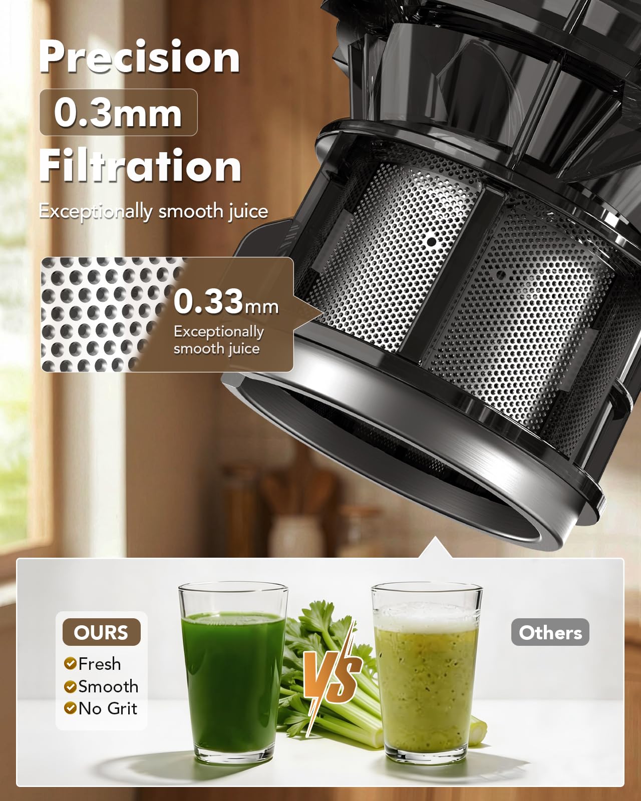 HOMEASY Cold Press Juicer Machines, 5.8'' Large Feed Chute for Whole Fruits and Vegetables, 300W Slow Masticating Juicer, High Juice Yield, 5 Smart Modes, Easy to Clean