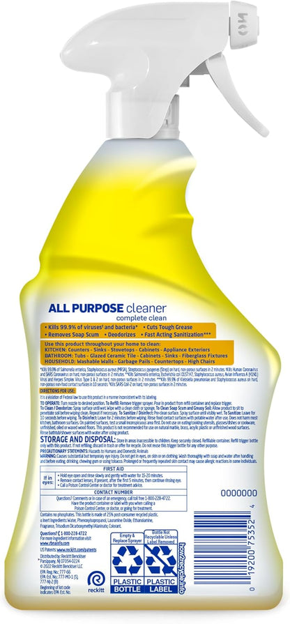 Lysol All-Purpose Cleaner Spray - Multi-Purpose Disinfectant with Lemon & Island Breeze Scents | 32 Fl Oz (Pack of 3)