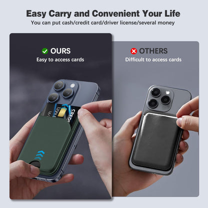 Mag-Safe Wallet Magnetic Wallet for Phone Lightweight Magnetic Phone Pouch Stand Adjustable Leather Mag-Safe Card Holder for iPhone 17/16/15/14/13/12 Series, Not for iPhone 13/12 Mini (Black)