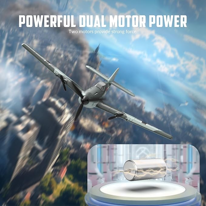 volantexrc RC Plane 3 Channel Remote Control Airplane Fighter Toys 2.4GHz 6-axis Gyro Stabilizer RTF Glider Aircraft Plane Easy to Fly for Adults Beginners (BF109)