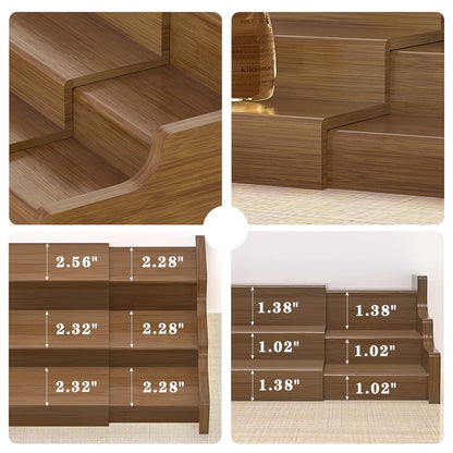 Spice Rack Kitchen Cabinet Organizer- 3 Tier Bamboo Expandable Display Shelf Yellow
