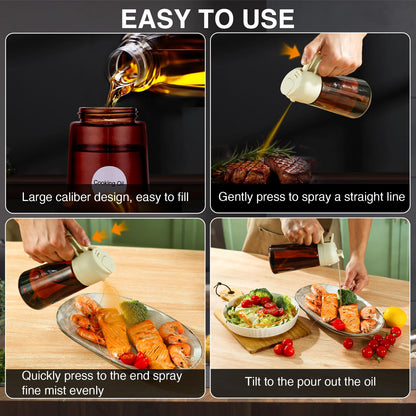 Oil Sprayer for Cooking, 2 In 1 Oil Dispenser and Oil Sprayer (Black+Dark Brown)