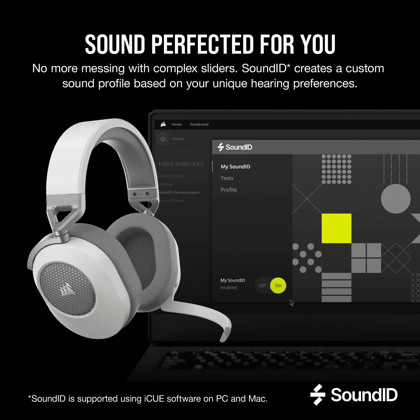 Corsair HS65 Wireless Multiplatform Gaming Headset with Bluetooth - Dolby Audio 7.1 - Omni-Directional Microphone - iCUE Compatible - PC, Mac, PS5, PS4, Mobile - White