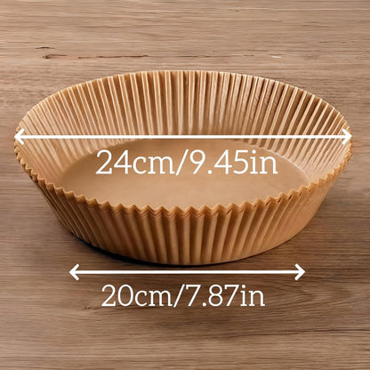Round Air Fryer Liners 100 Pcs - 8-Inch Disposable Non-Stick Parchment Paper for Easy Cleanup | Oil & Waterproof