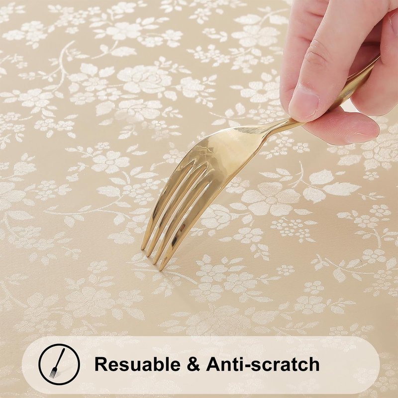 Smiry Rectangle Table Cloth, Waterproof Heavy Duty Vinyl Tablecloths, Wipeable Washable Table Cover for Kitchen and Dining Room (Beige, 52" X 70")