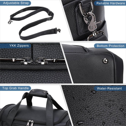 TIDING 21" Leather Travel Duffle Bag for Men Women, 40L Gym Sports Duffel Bag Waterproof Weekender Overnight Luggage Bag with Shoe Compartment