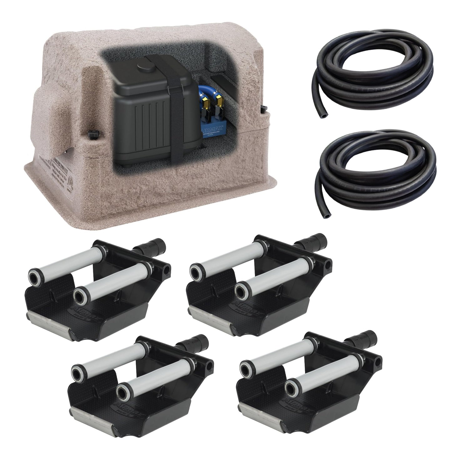 Airmax Shallow Water Series Outdoor Pond, Lake & Water Garden Aeration System, Increase Oxygen & Circulation, Submersible Weighted Diffusers, Complete Pond Aeration Kit, 200' 3/8" Airline, SW40 115v