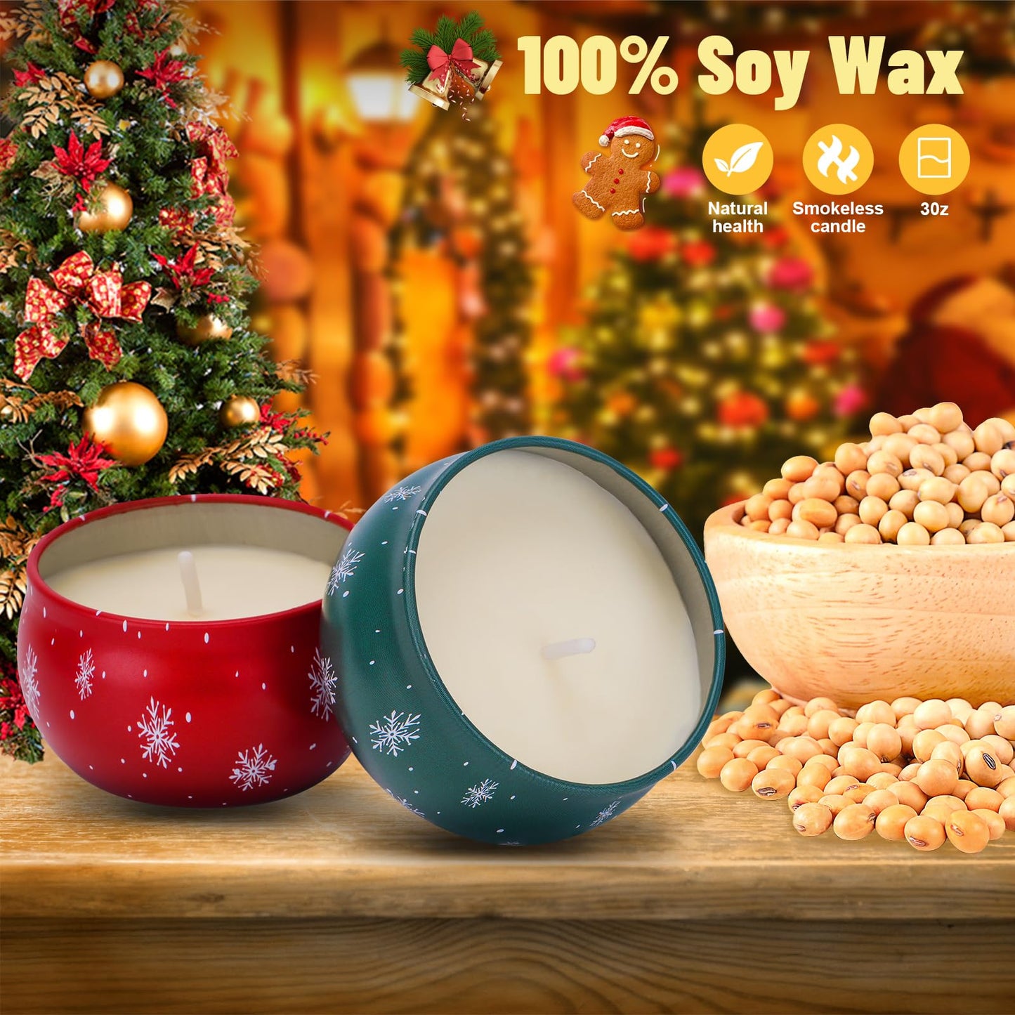 Christmas Candles Gift Set for Women, 3.5 oz Soy Scented Candles for Home Aromatherapy, 6 Pack