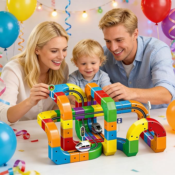 Electric Train Set 3D Magic Flexible Race Tracks for Kids Ages 4-8 123PCS Anti Gravity Race Track with Car for Toddler 3-5 STEM Educational Building Toy Gift for Boys &amp Girls